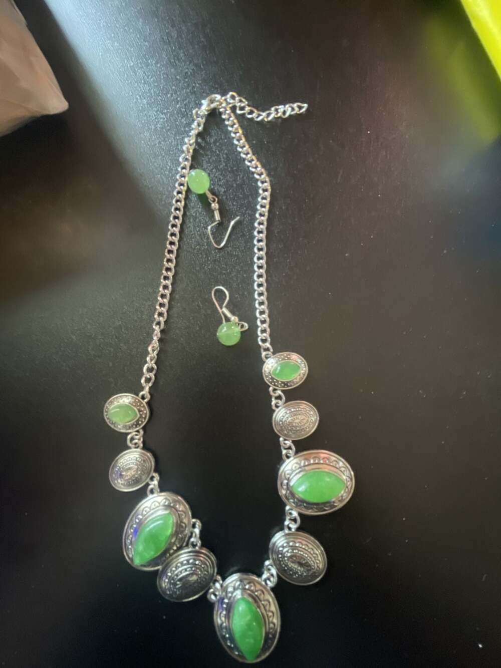 Paparazzi Textured Trailblazer Green Necklace and Earrings Set